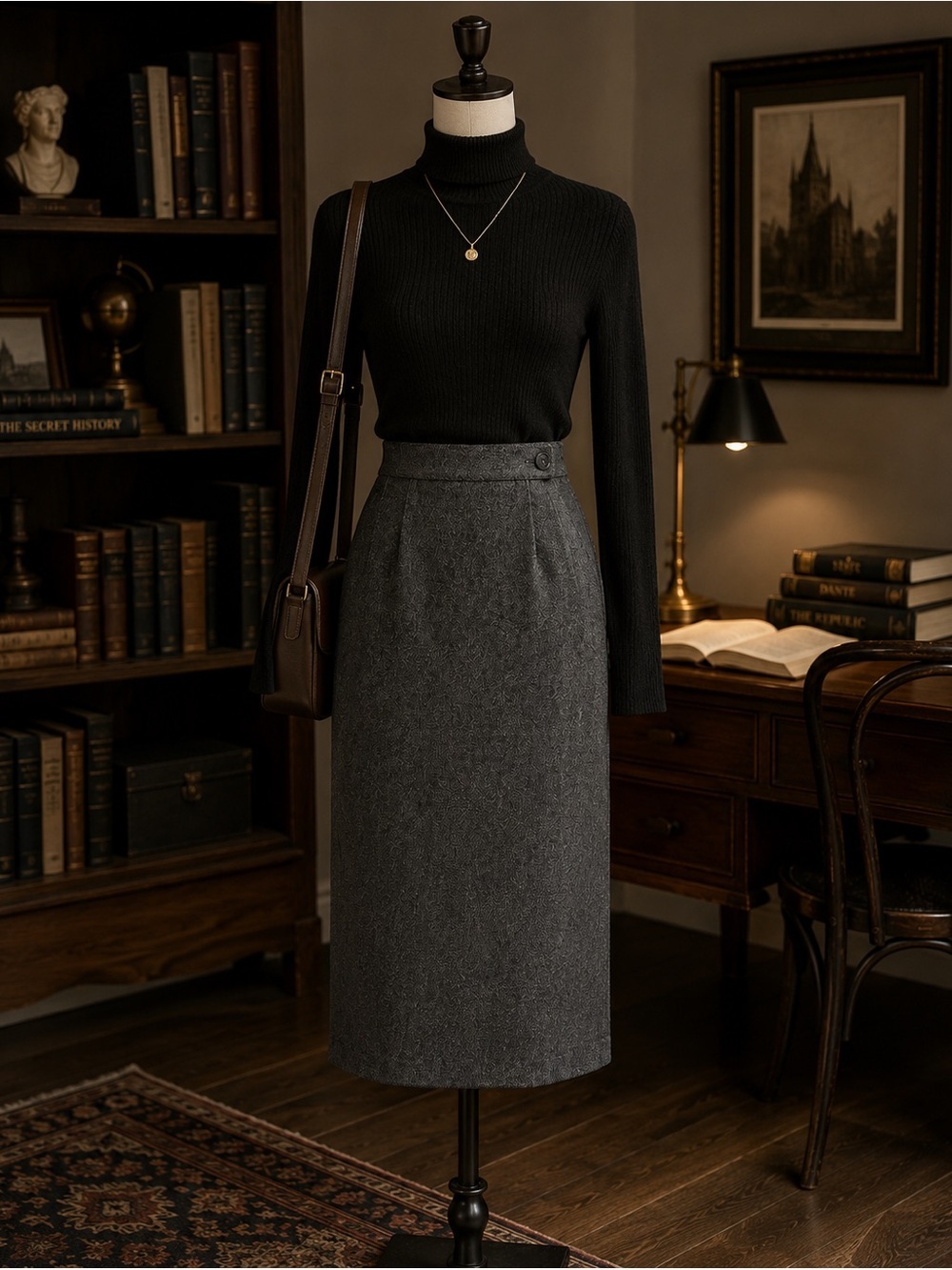 Capriccio 100% Wool Gray Maxi Pencil Skirt Size XS Waist 24